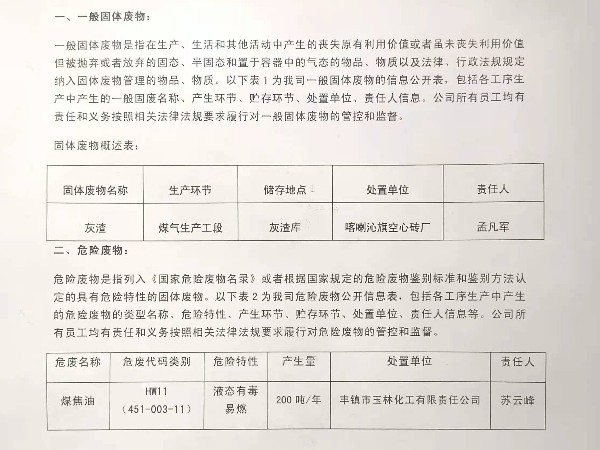 關(guān)于赤峰卉原建材有限公司產(chǎn)生處置固體、危險廢物信息的公開公示